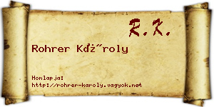 Rohrer Károly névjegykártya