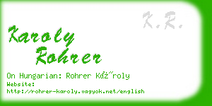 karoly rohrer business card
